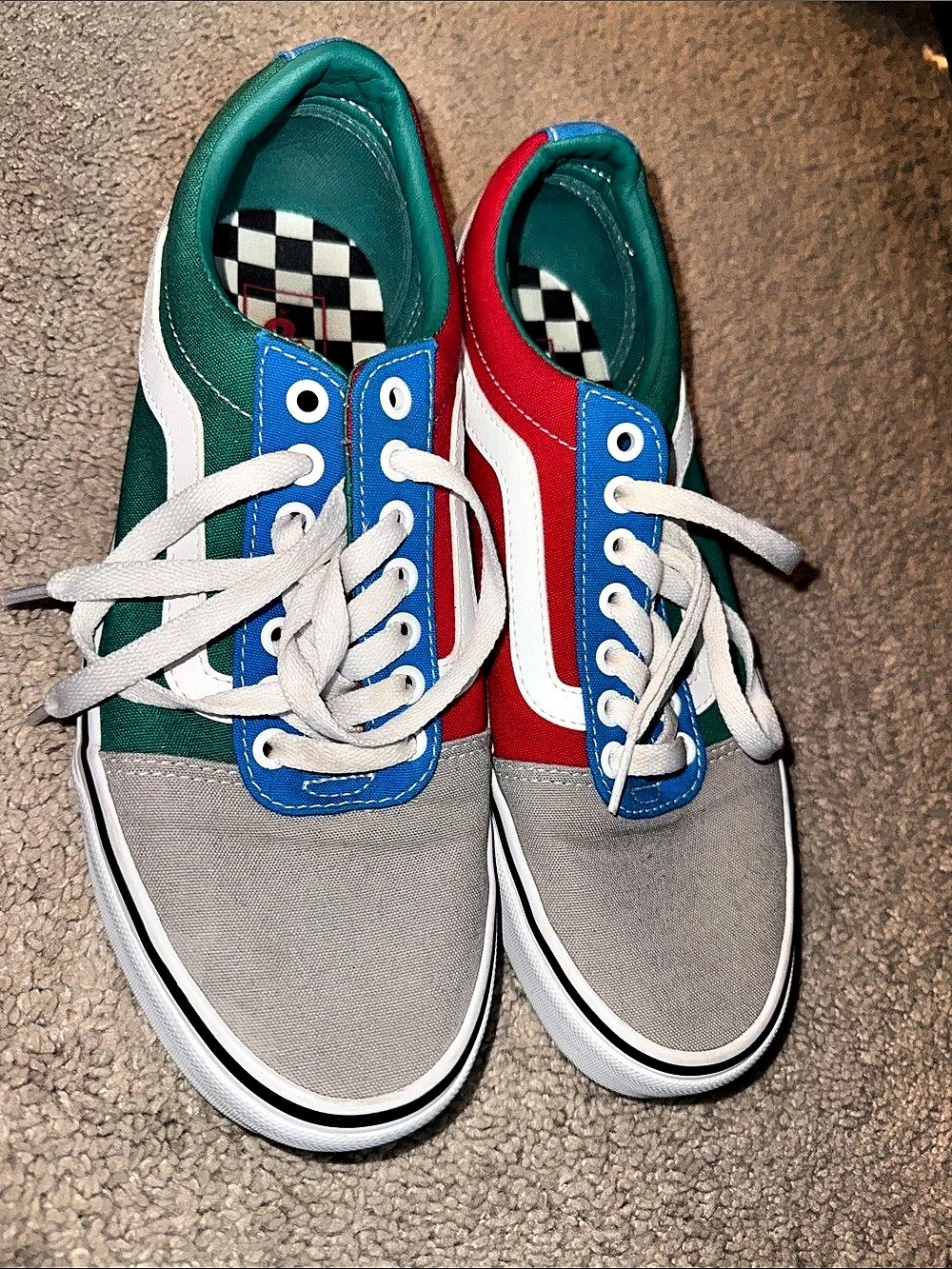 Vans Old Skool Colorblock Multi Sneakers Gray & Red US 8.5
